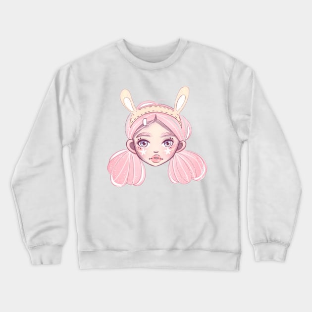 Pink Bunny Girl Crewneck Sweatshirt by Alina.soul.notes